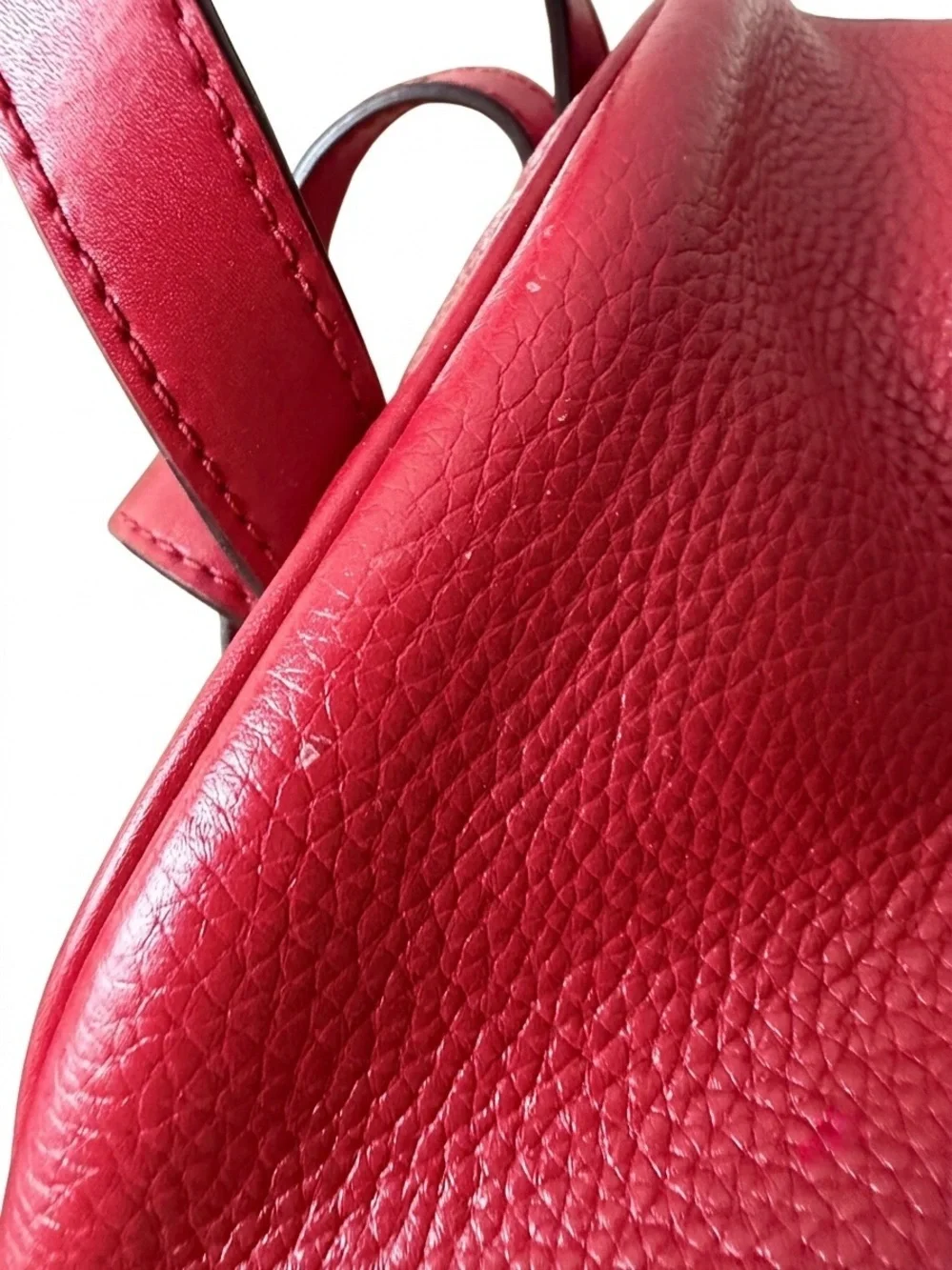 Michael Kors | Bags | Michael Kors Red Pebbled Leather Backpack Medium ...